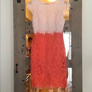 2 tone pink lace floral dress with cap sleeve 🌸